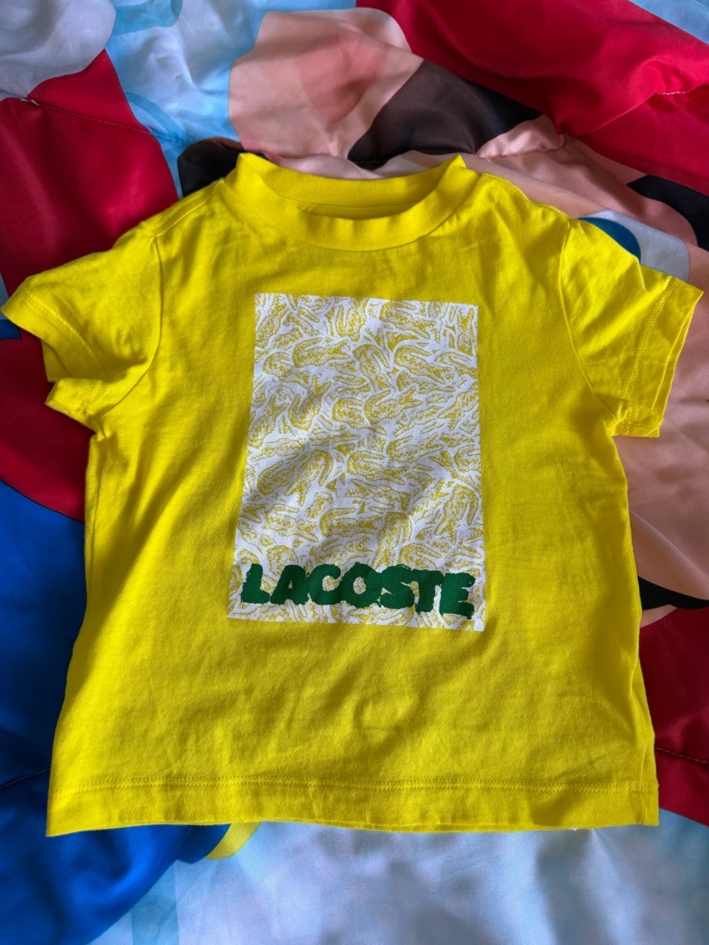 Lacoste Bright Yellow Graphic Tee with Green Logo